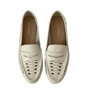 Veronica Beard Penny Woven Leather Loafers White Sz 9